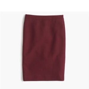 J. crew burgundy garnet The Pencil Skirt wool 0 EUC red